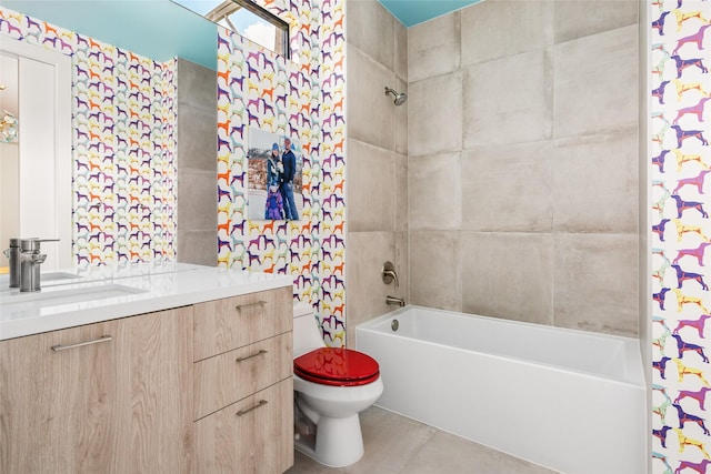 6508 Haskell St, Houston, TX 77007 - full bathroom featuring vanity, tile patterned floors, and tub / shower combination