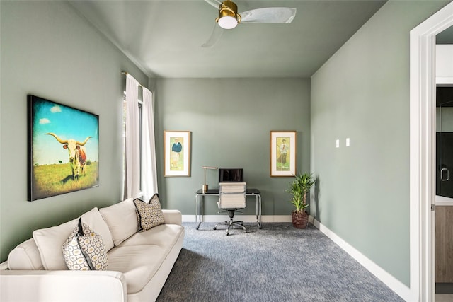 6508 Haskell St, Houston, TX 77007 - office area featuring carpet floors and ceiling fan