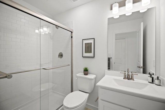 21218 Blue Bluff Dr, Cypress, TX 77433 - bathroom with vanity and a stall shower