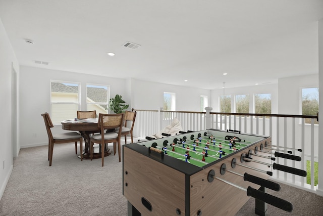 21218 Blue Bluff Dr, Cypress, TX 77433 - rec room with light carpet and recessed lighting
