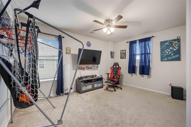 3218 Camelia Chase Ct, Spring, TX 77373 - playroom with a ceiling fan and carpet flooring