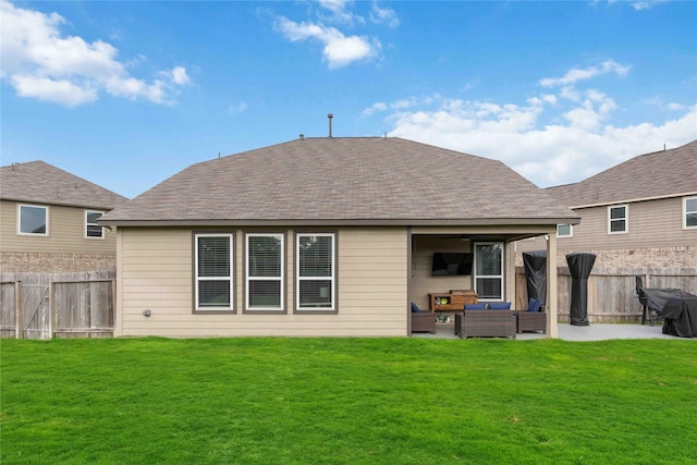 3218 Camelia Chase Ct, Spring, TX 77373 - back of house featuring an outdoor hangout area, a fenced backyard, and a patio