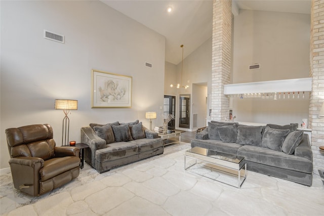 6510 Preston Trail Dr, Houston, TX 77069 - living area with high vaulted ceiling and a chandelier