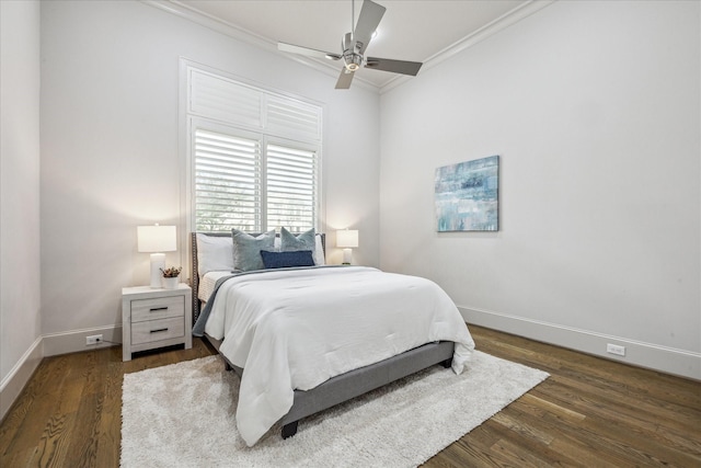 4615 Verone St, Bellaire, TX 77401 - bedroom featuring ornamental molding, wood finished floors, and ceiling fan