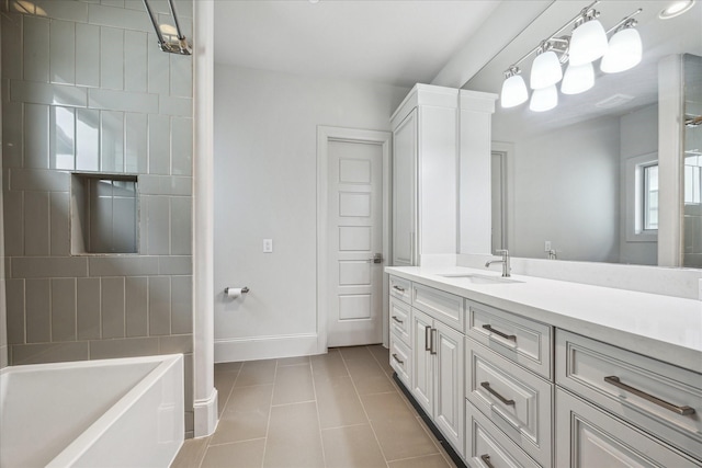 4615 Verone St, Bellaire, TX 77401 - bathroom featuring tile patterned floors, vanity, and a bathtub