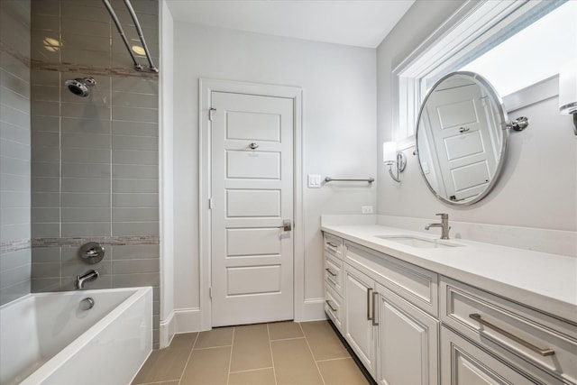 4615 Verone St, Bellaire, TX 77401 - full bathroom with tile patterned floors, vanity, and bathing tub / shower combination