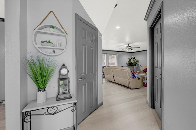 17103 Scuttle Way, Crosby, TX 77532 - hallway with light wood-type flooring and recessed lighting