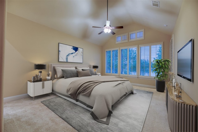 107 Lake View Loop, Fulshear, TX 77441 - carpeted bedroom featuring lofted ceiling and ceiling fan