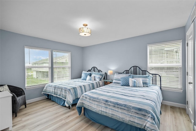 21446 Gulf Dr, Galveston, TX 77554 - bedroom with baseboards and light wood-style flooring