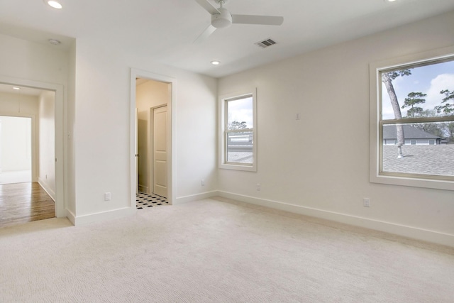 1514 Chantilly Ln, Houston, TX 77018 - unfurnished bedroom with light colored carpet, recessed lighting, and ceiling fan