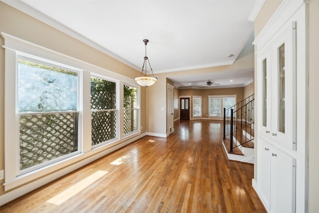 606 E 27th St, Houston, TX 77008 - unfurnished room with wood finished floors, stairway, and crown molding
