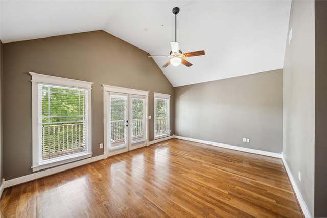 606 E 27th St, Houston, TX 77008 - spare room with ceiling fan, lofted ceiling, and wood finished floors