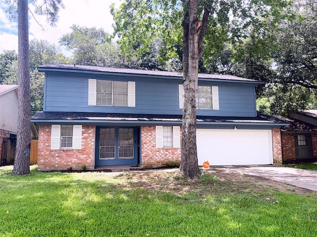 4822 Glendower Dr, Spring, TX 77373 - traditional home featuring brick siding, an attached garage, concrete driveway, and roof with shingles