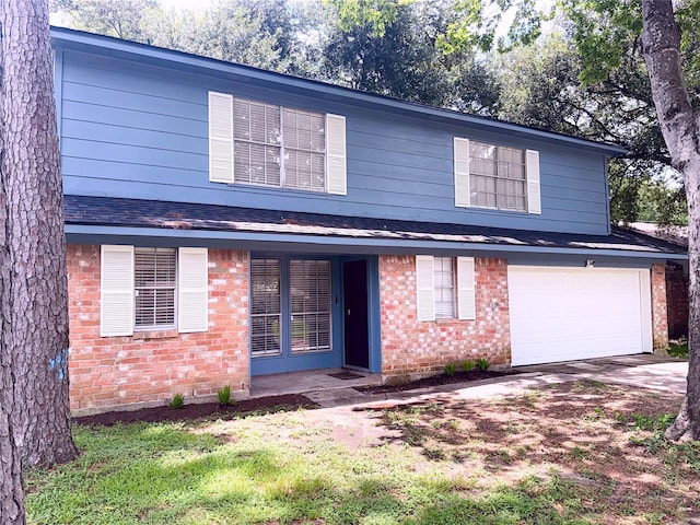 4822 Glendower Dr, Spring, TX 77373 - view of front facade with an attached garage, brick siding, driveway, and roof with shingles