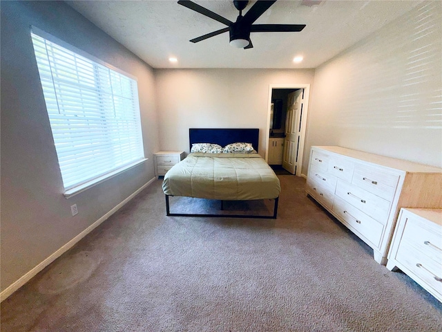 4822 Glendower Dr, Spring, TX 77373 - bedroom featuring carpet, recessed lighting, and a ceiling fan