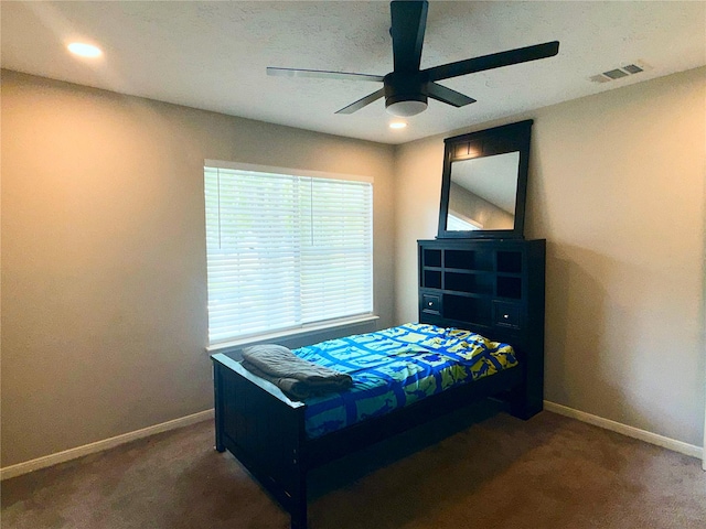 4822 Glendower Dr, Spring, TX 77373 - bedroom with carpet floors, recessed lighting, and ceiling fan
