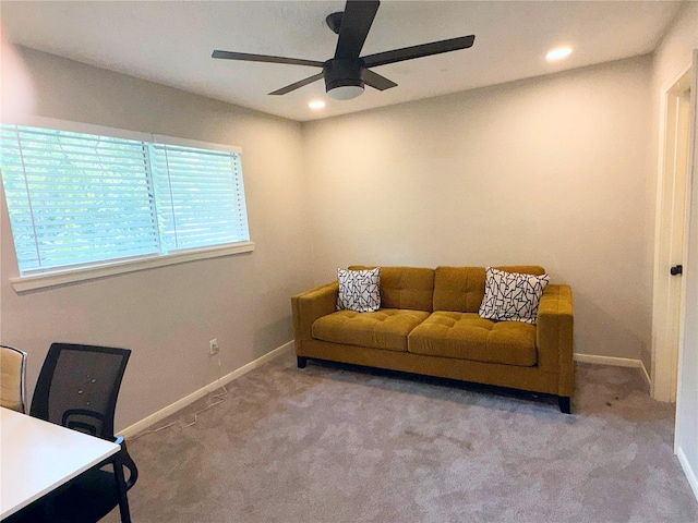 4822 Glendower Dr, Spring, TX 77373 - office area with ceiling fan, carpet, and recessed lighting