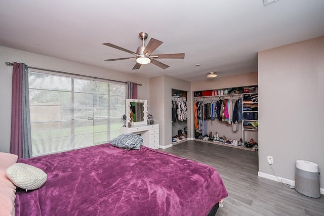 19923 Ricewood Way, Katy, TX 77449 - bedroom featuring wood finished floors, a closet, and ceiling fan