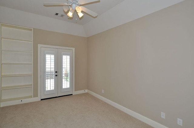5325 Petty St Unit B, Houston, TX 77007 - spare room featuring light carpet, ceiling fan, and french doors