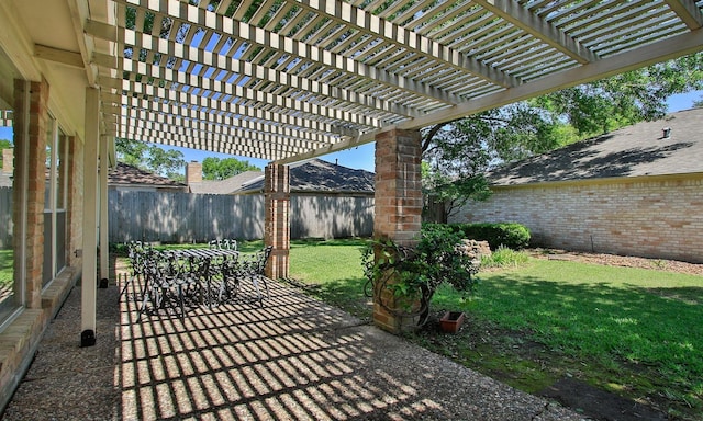 6606 Preston Trail Dr, Houston, TX 77069 - fenced backyard featuring a patio, a pergola, and outdoor dining space