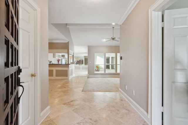 6606 Preston Trail Dr, Houston, TX 77069 - entryway featuring a ceiling fan and crown molding
