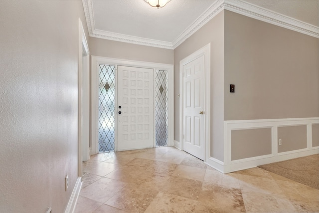 6606 Preston Trail Dr, Houston, TX 77069 - foyer entrance featuring crown molding and tile patterned flooring