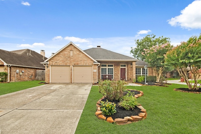 15919 Shadow Pass Trl, Tomball, TX 77377 - view of front of property featuring brick siding, driveway, a garage, and a front yard