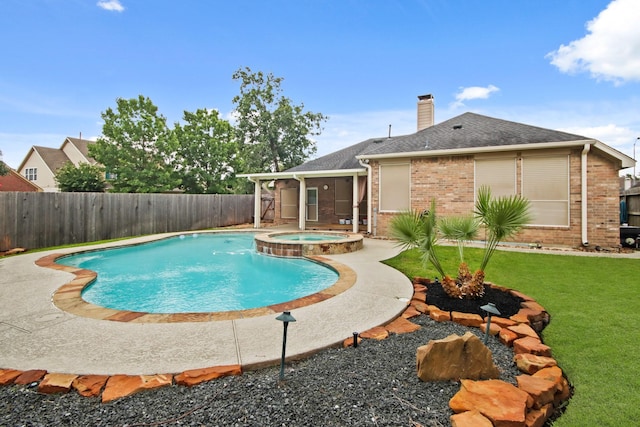 15919 Shadow Pass Trl, Tomball, TX 77377 - view of pool featuring a fenced backyard and a pool with connected hot tub