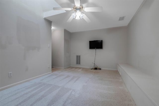 193 Grogans Point Rd, The Woodlands, TX 77380 - unfurnished living room with a ceiling fan and carpet