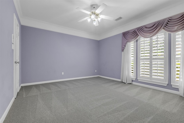 193 Grogans Point Rd, The Woodlands, TX 77380 - carpeted empty room with crown molding and ceiling fan