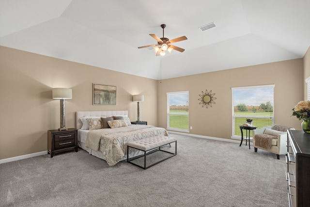 10527 Caddo Lake Dr, Needville, TX 77461 - bedroom featuring carpet flooring, lofted ceiling, and ceiling fan