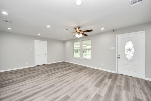 5634 Beldart St, Houston, TX 77033 - entrance foyer featuring recessed lighting, wood finished floors, and ceiling fan
