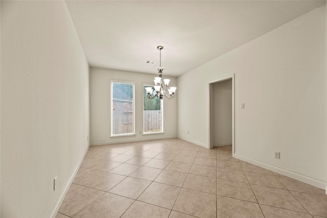 4403 Lodge Vine Ct, Sugar Land, TX 77479 - empty room featuring a chandelier and light tile patterned floors