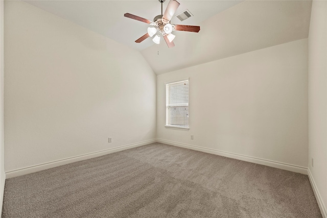 4403 Lodge Vine Ct, Sugar Land, TX 77479 - empty room with light colored carpet, a ceiling fan, and vaulted ceiling
