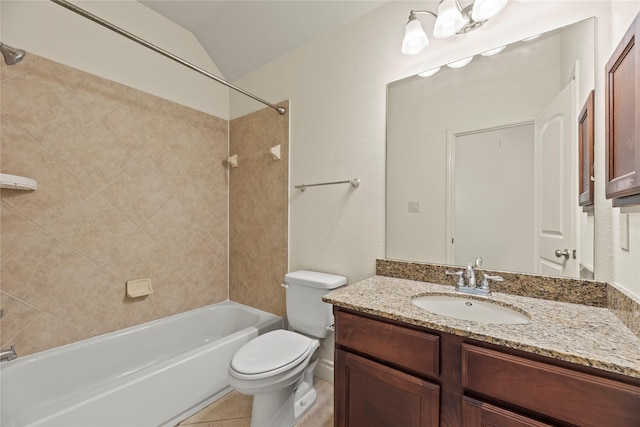 4403 Lodge Vine Ct, Sugar Land, TX 77479 - full bathroom featuring vanity, shower / bathtub combination, and vaulted ceiling