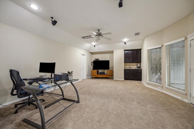 17310 Venado Dr, Cypress, TX 77433 - office featuring light colored carpet and ceiling fan