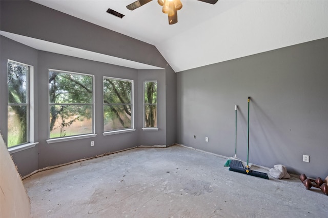 30927 N Head Dr, Spring, TX 77386 - unfurnished room featuring healthy amount of natural light, ceiling fan, and vaulted ceiling