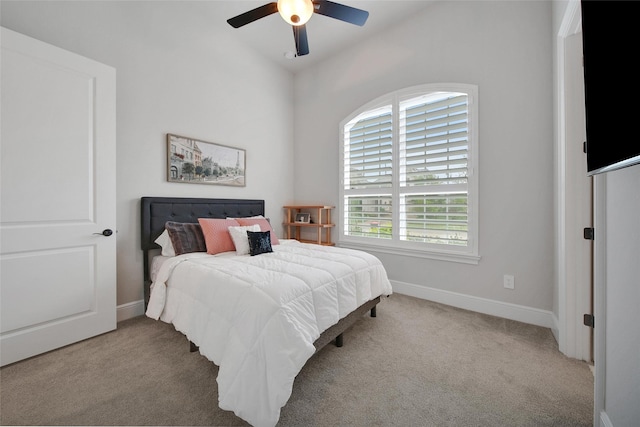 5350 Cherry Spring Dr, Spring, TX 77386 - carpeted bedroom with baseboards and ceiling fan
