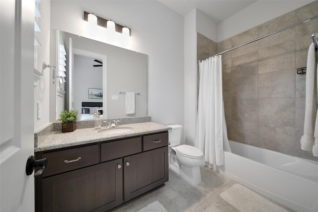 5350 Cherry Spring Dr, Spring, TX 77386 - full bath featuring vanity, shower / bathtub combination with curtain, and tile patterned flooring