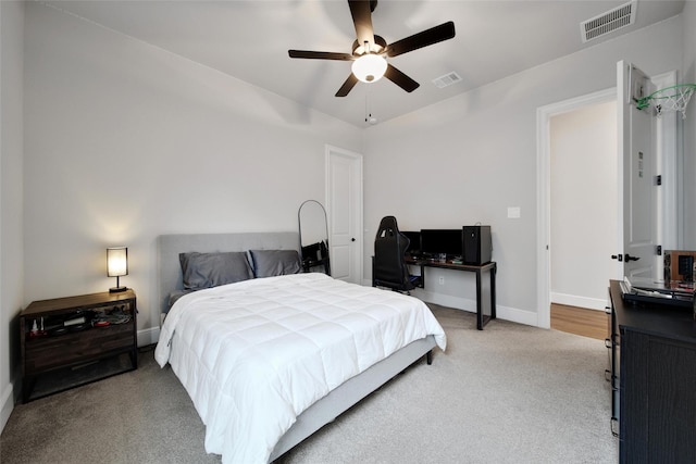 5350 Cherry Spring Dr, Spring, TX 77386 - bedroom with light carpet, an office area, and ceiling fan