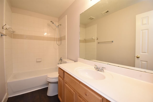 2611 Sandy Mist Ct, Katy, TX 77494 - full bathroom featuring vanity, shower / bathtub combination, and wood finished floors