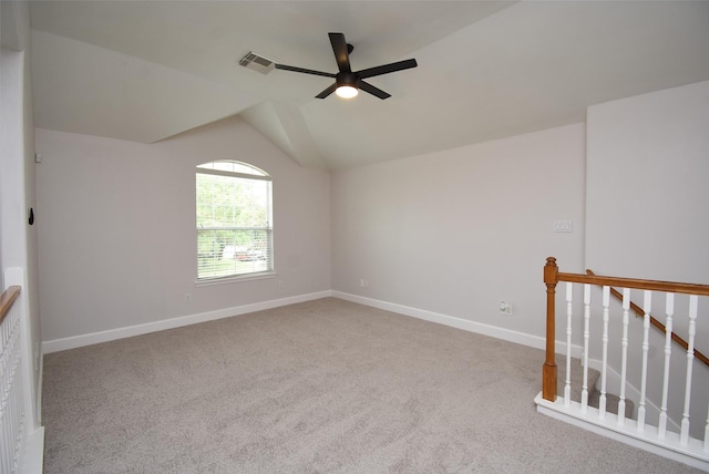 2611 Sandy Mist Ct, Katy, TX 77494 - additional living space with a ceiling fan, carpet floors, and lofted ceiling