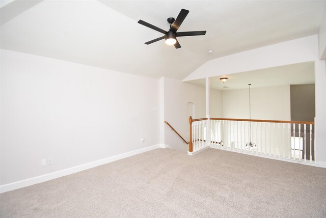 2611 Sandy Mist Ct, Katy, TX 77494 - spare room with a ceiling fan, carpet flooring, and lofted ceiling