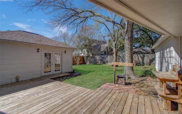 1511 Calveryman Ln, Katy, TX 77449 - wooden deck featuring french doors and a fenced backyard
