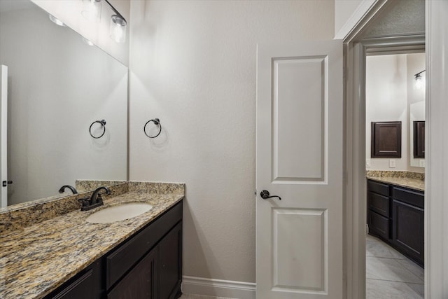 1923 Rice Mill Dr, Katy, TX 77493 - bathroom with vanity and tile patterned floors