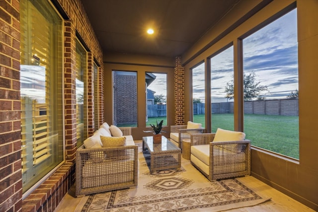 1923 Rice Mill Dr, Katy, TX 77493 - sunroom with wood finished floors, plenty of natural light, outdoor lounge area, and recessed lighting