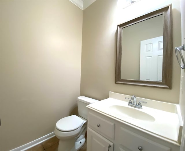 3210 Echo Mountain Dr, Houston, TX 77345 - half bathroom with vanity and tile patterned floors