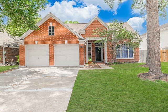 7314 Mountain Valley Dr, Houston, TX 77095 - traditional-style house featuring brick siding, driveway, and an attached garage
