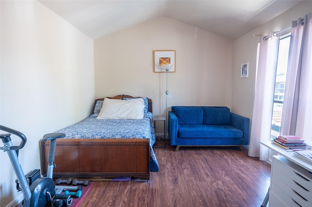 2110 Wilcrest Dr Unit 101, Houston, TX 77042 - bedroom featuring multiple windows, dark wood finished floors, and vaulted ceiling
