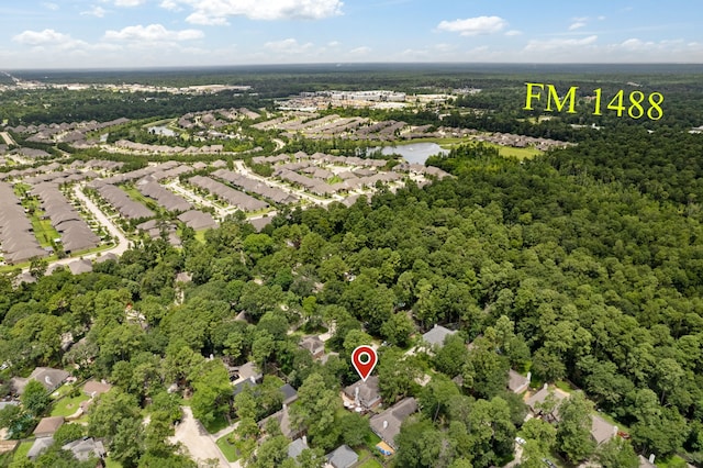 96 N Acacia Park Cir, The Woodlands, TX 77382 - aerial view of residential area featuring a large body of water